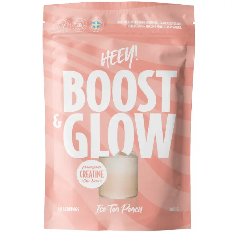 Heey! Boost & Glow Creatine + Vegan Collagen Ice Tea Peach (300 g) produktbilde